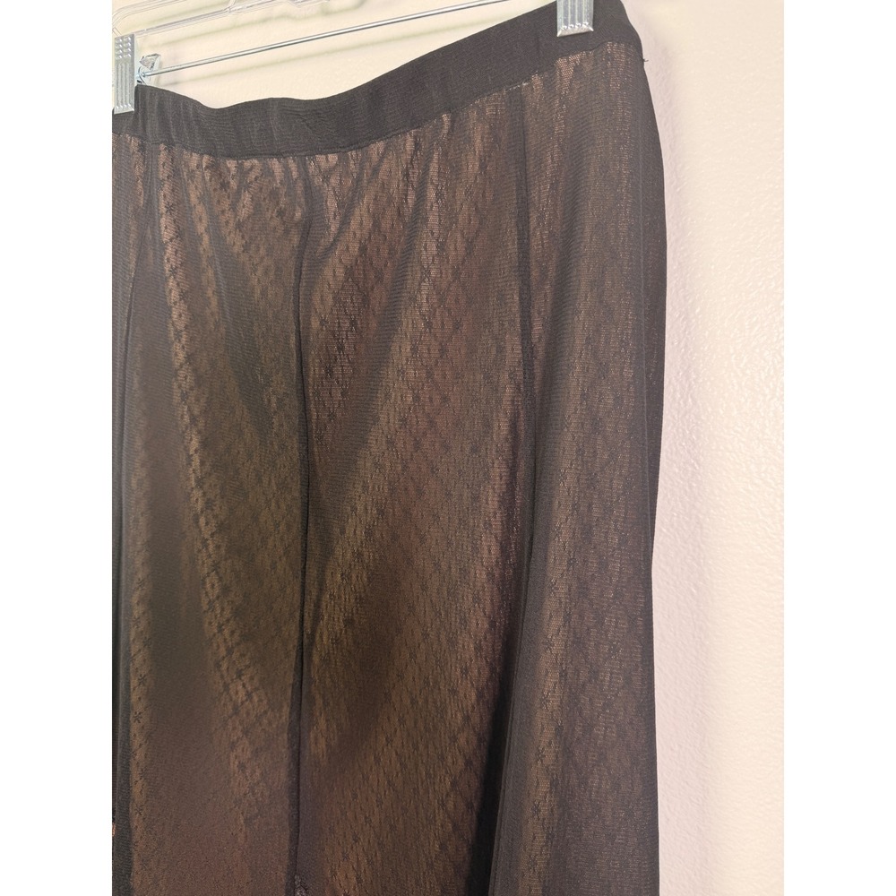 Avenue Black Lace Mesh Maxi Skirt Tan Lining Ruffle Hem Plus Size 18/20 - Picture 9 of 10